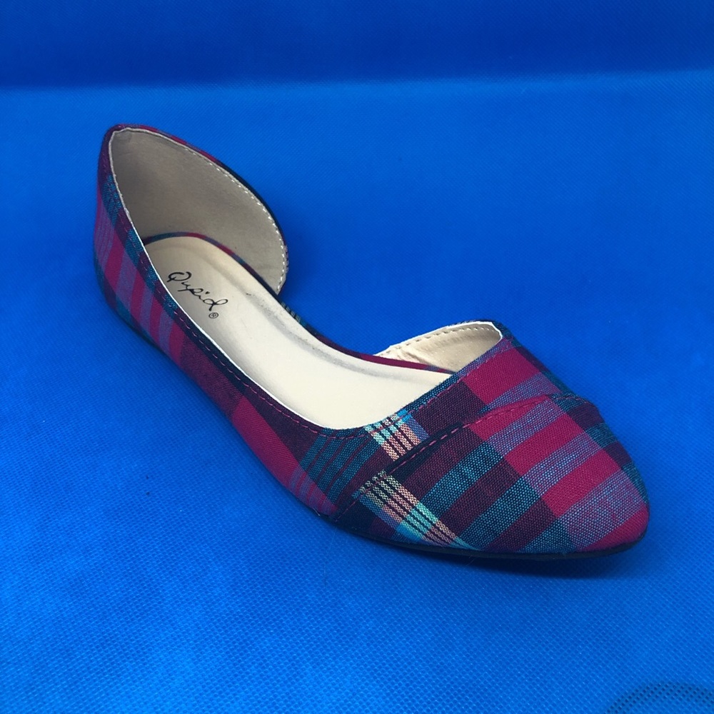 Qupid Brand plaid fuchsia flats